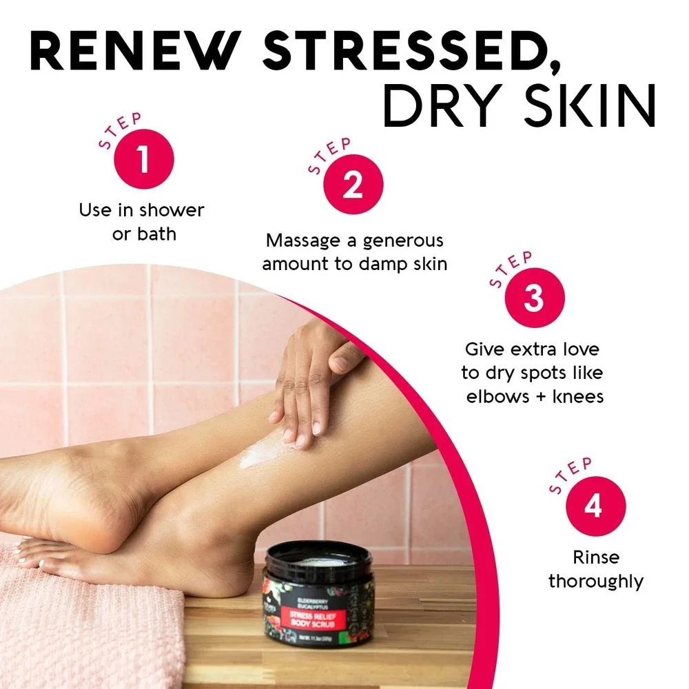 Nature's Beauty Elderberry Eucalyptus Body Scrub 11.3 oz Stress Relief New